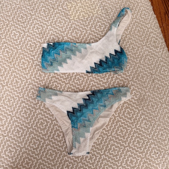 Missoni monospalla One-Shoulder Blue and White Swim Set - Picture 3 of 6